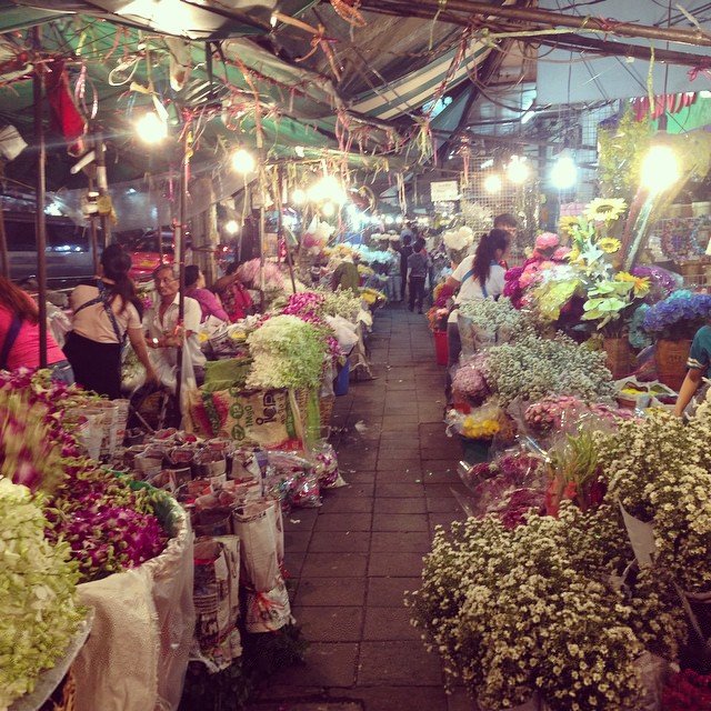 Pak Khlong Talat Blumenmarkt Bangkok Thailand Sehenswürdigkeiten